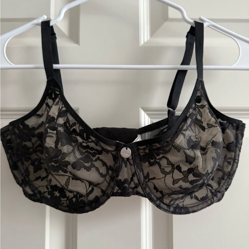DKNY Black Floral Lace Bra 36D - Picture 1 of 5